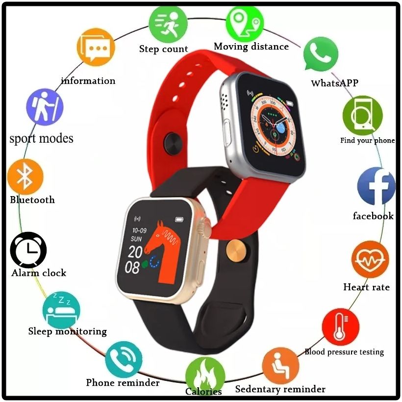 TS8 Ultra Series 8 Smartwatch – Bluetooth Call & Heart Rate (Orange) ⌚