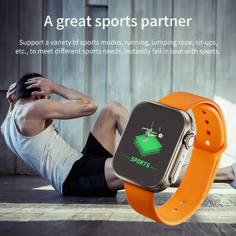 TS8 Ultra Series 8 Smartwatch – Bluetooth Call & Heart Rate (Orange) ⌚