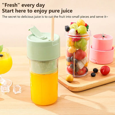 Portable Mini Juicer Blender with Straw – Cordless Juicing Cup (Random Color)