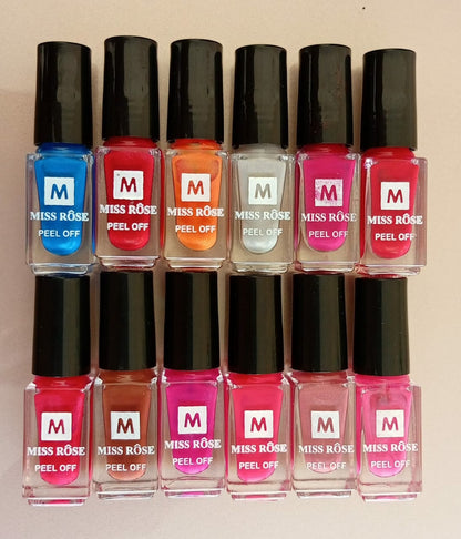 Miss Rose Peel-Off Nail Polish – Pack of 6 (Random Colors) 💅