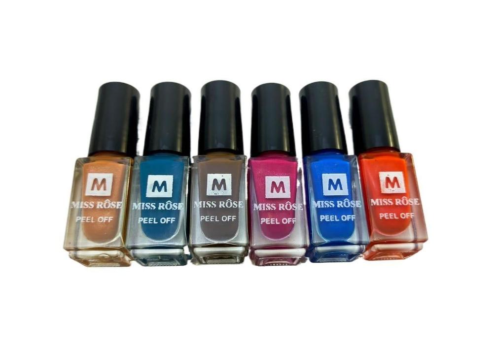 Miss Rose Peel-Off Nail Polish – Pack of 6 (Random Colors) 💅