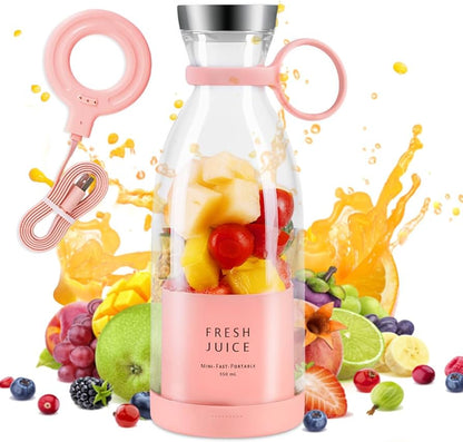 420ml Mini Portable Electric Blender – USB Rechargeable Fruit Juicer (Random Color)