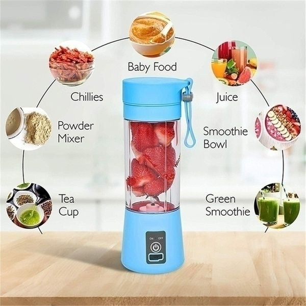 380ml Portable Rechargeable Blender – 6 Stainless Steel Blades | Travel Juicing Cup (Random Color)