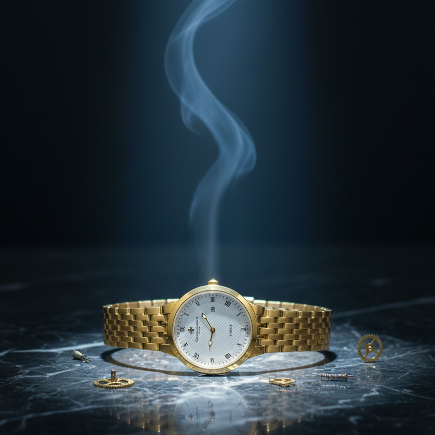 Gold-Plated Men's Quartz Watch – Date Display | Link Bracelet | Golden Dial