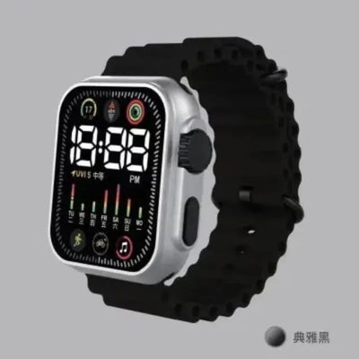 Waterproof LED Digital Sports Watch – Unisex Wrist Watch with Display (Black)