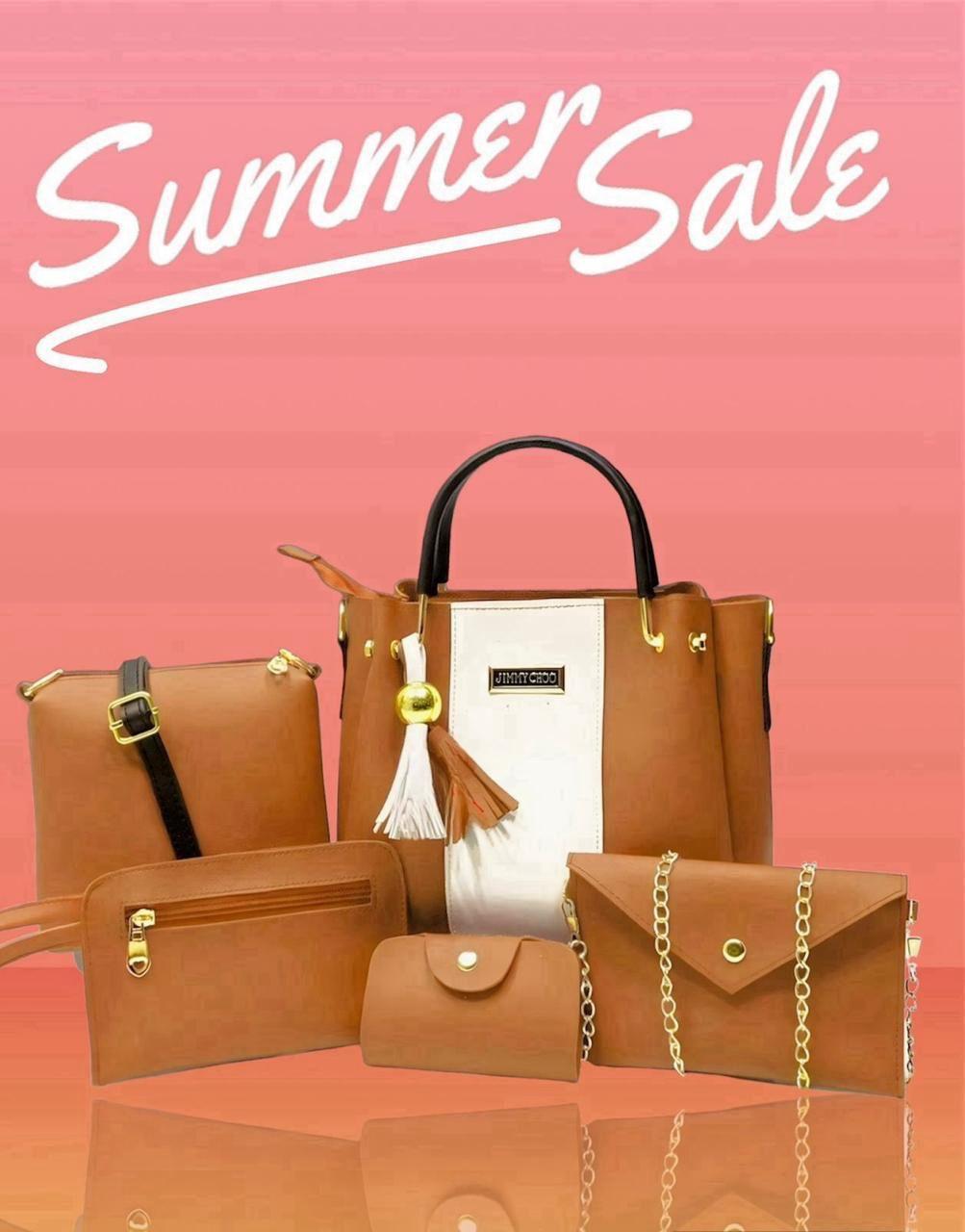 Chic 5-Piece Maroon Handbag Set for Girls – Rexine Material 👜