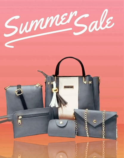 Chic 5-Piece Maroon Handbag Set for Girls – Rexine Material 👜