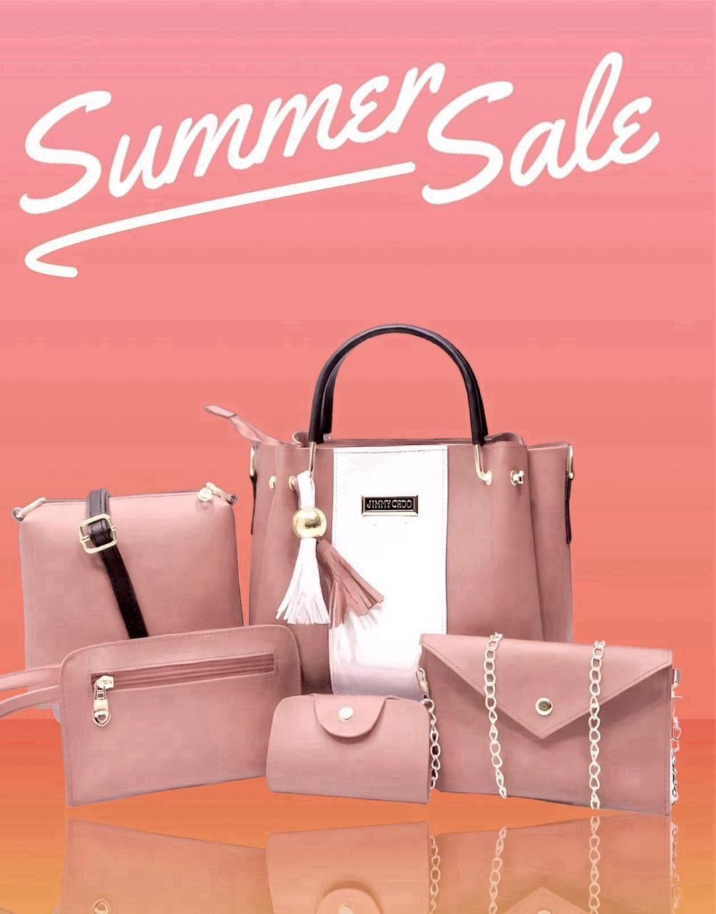 Chic 5-Piece Maroon Handbag Set for Girls – Rexine Material 👜