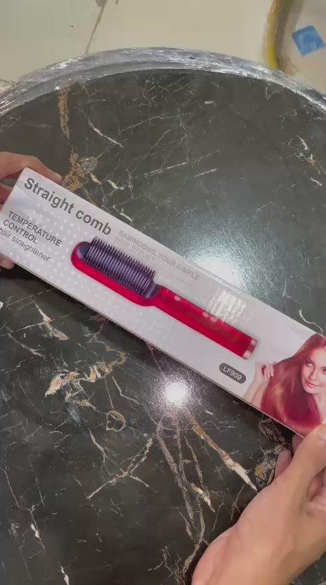 909 Hair Straightener Brush – 6 Heat Modes Electric Styling Comb (Random Color)